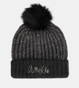 Gorro de punto negro con pompón Anekke
