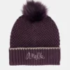 Gorro de punto morado con pompón Anekke