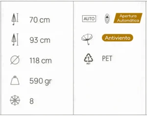 Paraguas largo Ezpeleta automático en negro liso