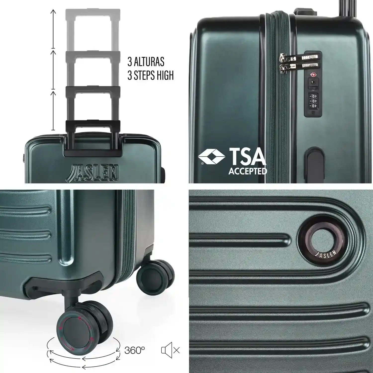 Maleta Mediana Rígida Expandible Padua 68L + 18 L verde