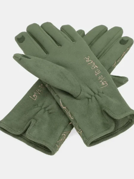 Guantes verde con estampado Anekke