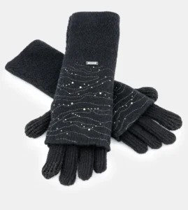 Guantes de punto con Miton negros Anekke