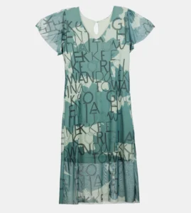 Vestido manga corta verde Anekke