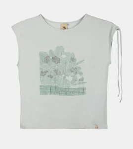 Camiseta azul con fruncido lateral