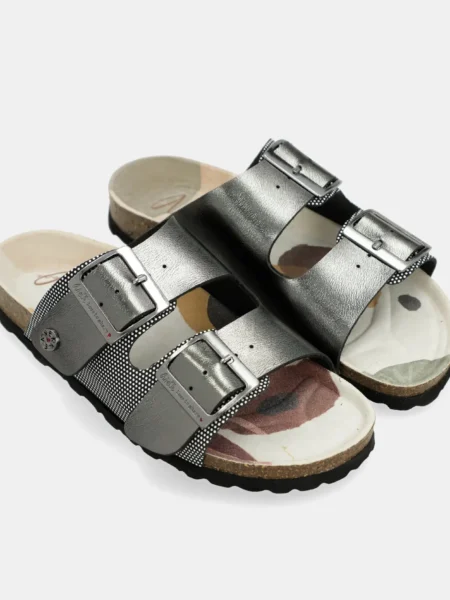 Sandalias Negras Con Patrón Suela Eva