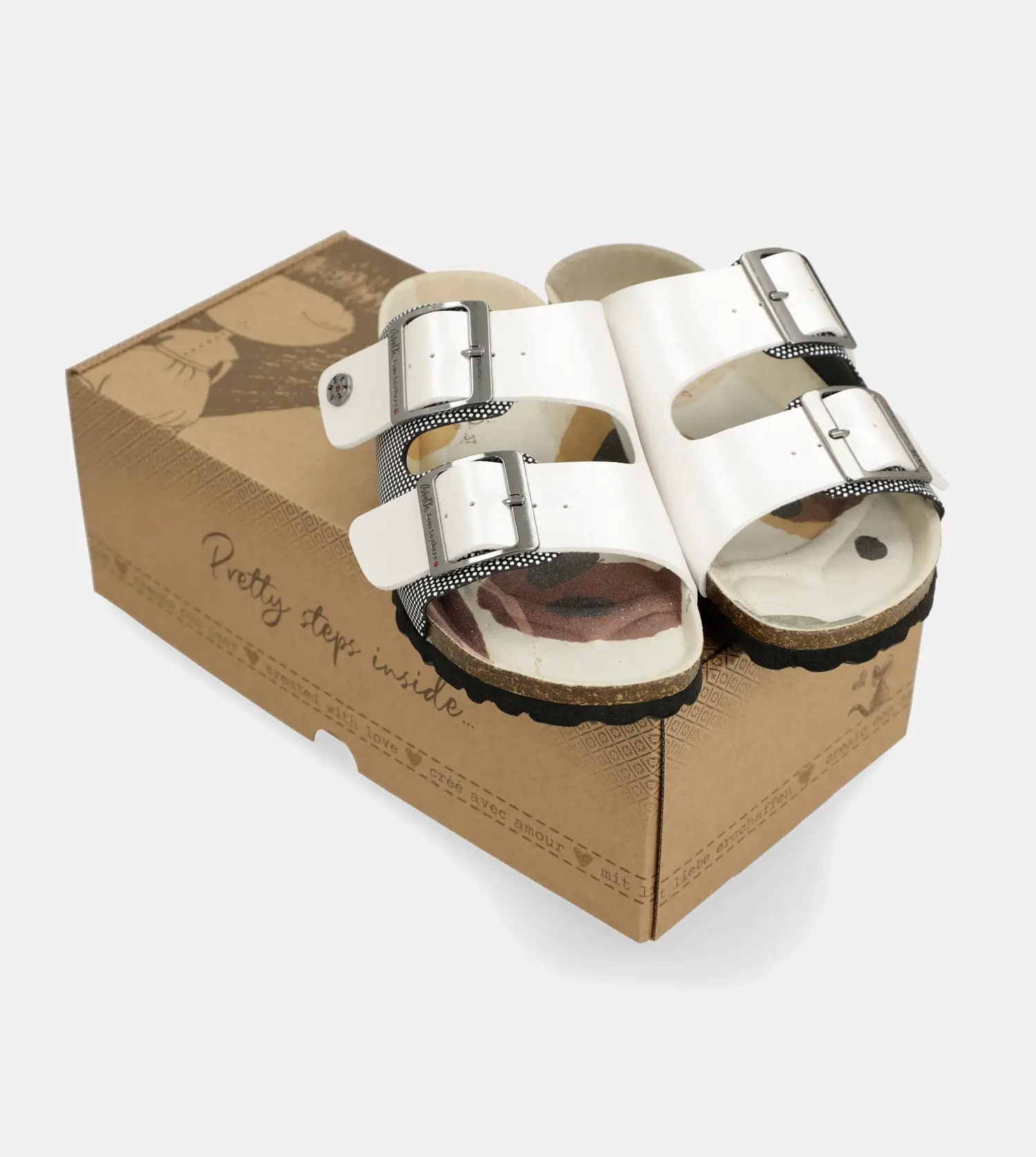 Sandalias Blancas Con Patrón Suela Eva
