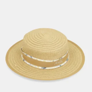 Sombrero Anekke de Rafia, Canotier, Beige