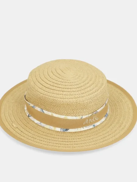 Sombrero Anekke de Rafia, Canotier, Beige