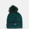 Gorro de punto verde con pompón