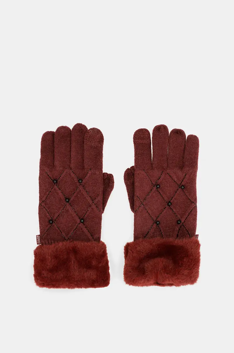 Guantes de punto burdeos