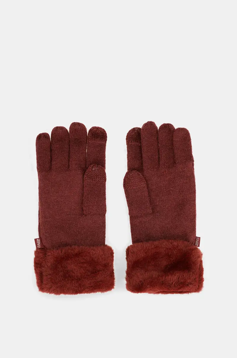 Guantes de punto burdeos
