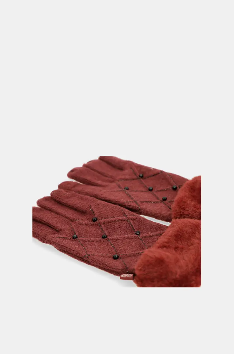 Guantes de punto burdeos