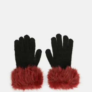Guantes de punto negro burdeos