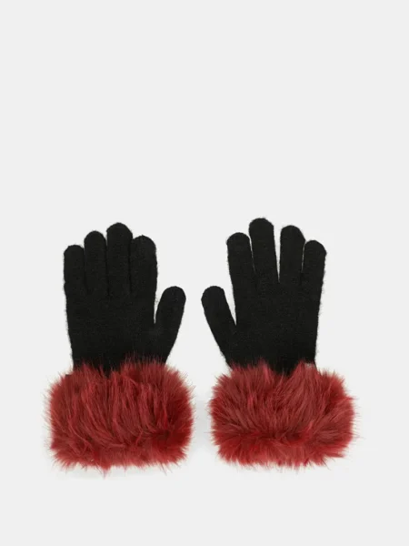 Guantes de punto negro burdeos