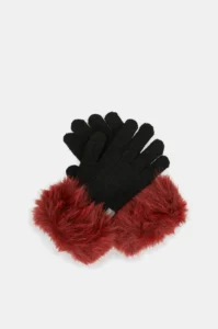 41482-071_3 Guantes de punto negro burdeos