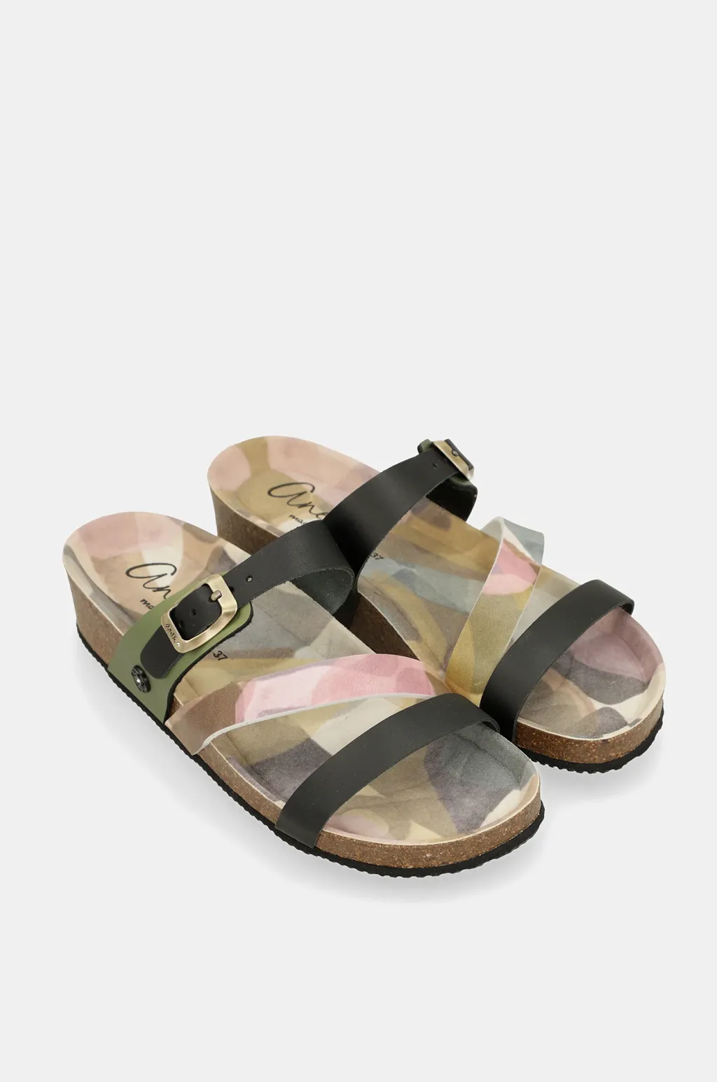Sandalias verdes multicolor Anekke Madrid