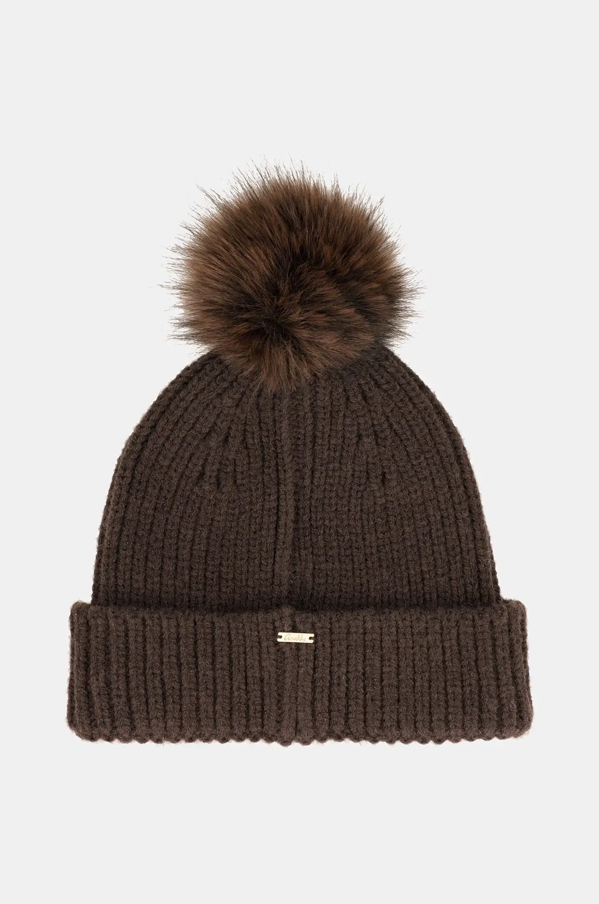 43471-312_2 Gorro de punto marrón oscuro Anekke con pompón