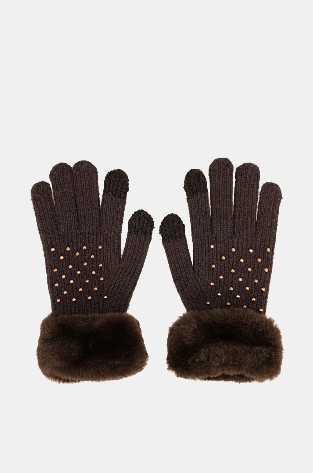 Guantes de punto marrón oscuro Anekke