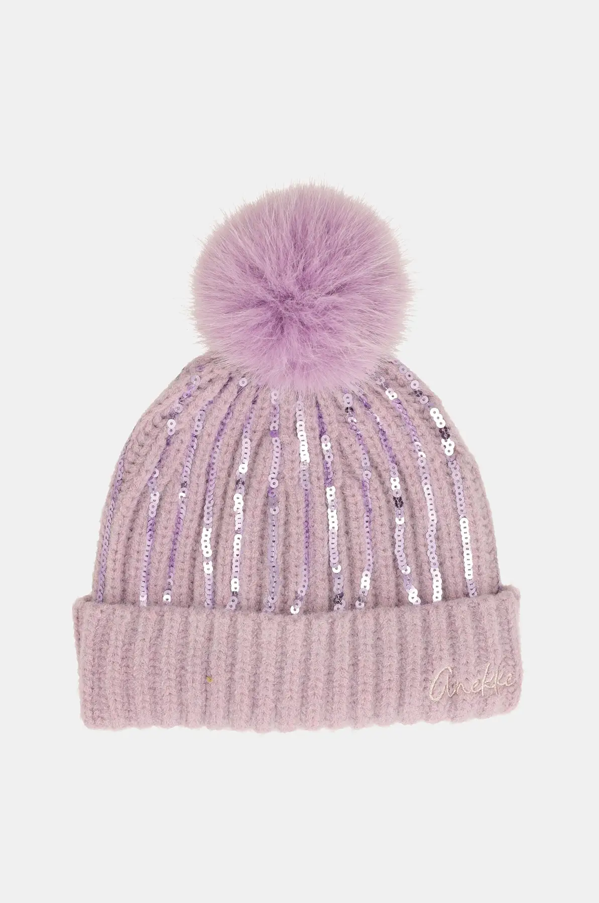43481-331 Gorro de punto violeta Anekke con lentejuelas y pompón