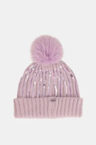 43481-331_2 Gorro de punto violeta Anekke con lentejuelas y pompón