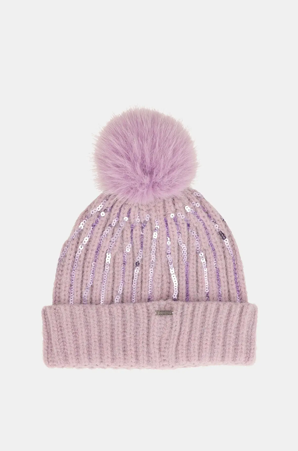 43481-331_2 Gorro de punto violeta Anekke con lentejuelas y pompón