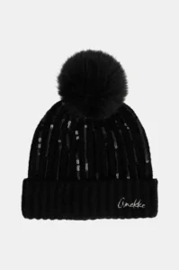 Gorro de punto negro Anekke con lentejuelas y pompón