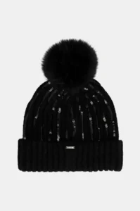 Gorro de punto negro Anekke con lentejuelas y pompón