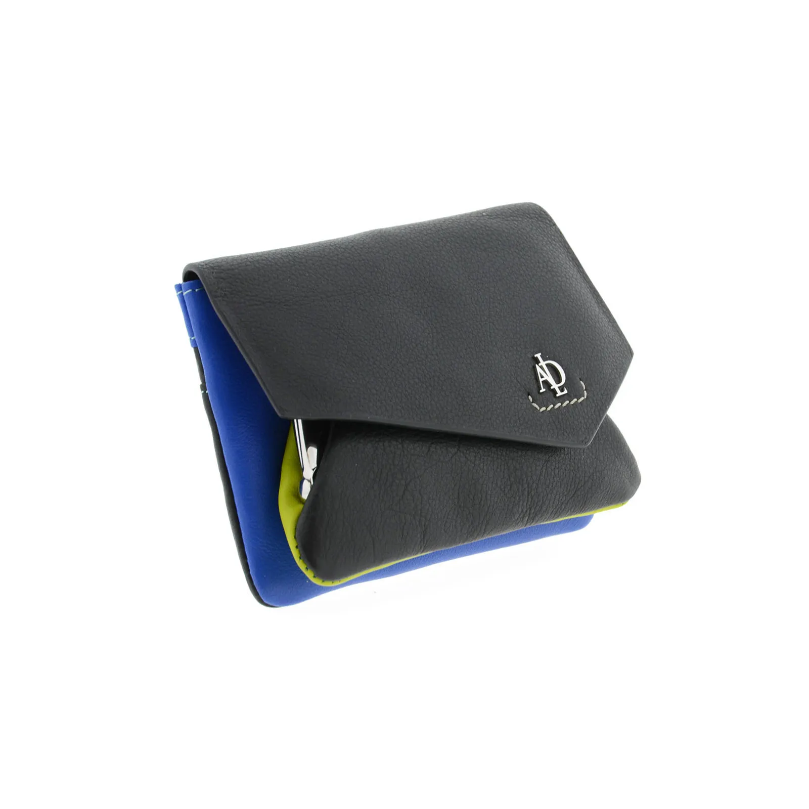 8074-1-C2 Monedero tarjetero en piel multicolor con solapa