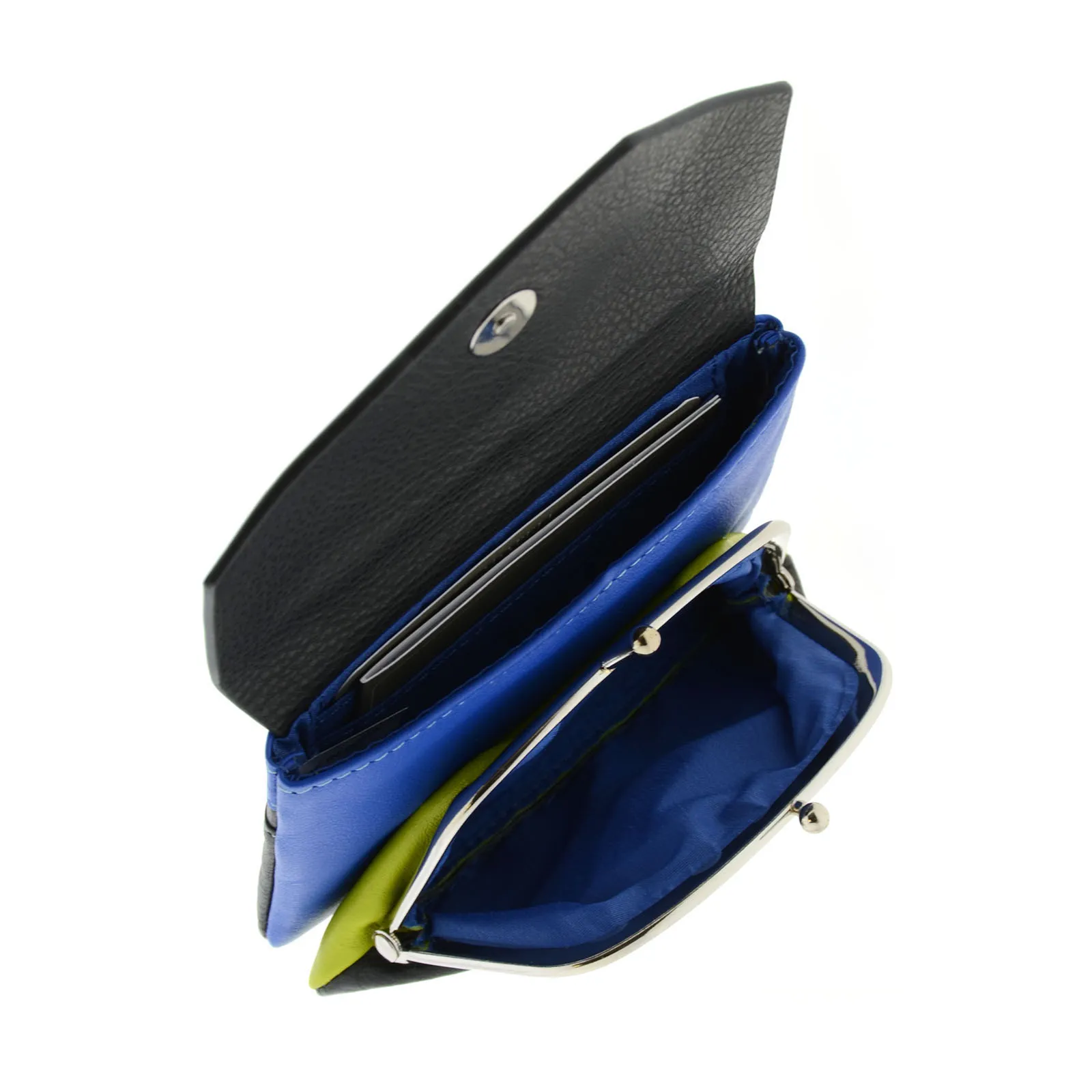 8074-1-C5 Monedero tarjetero en piel multicolor con solapa
