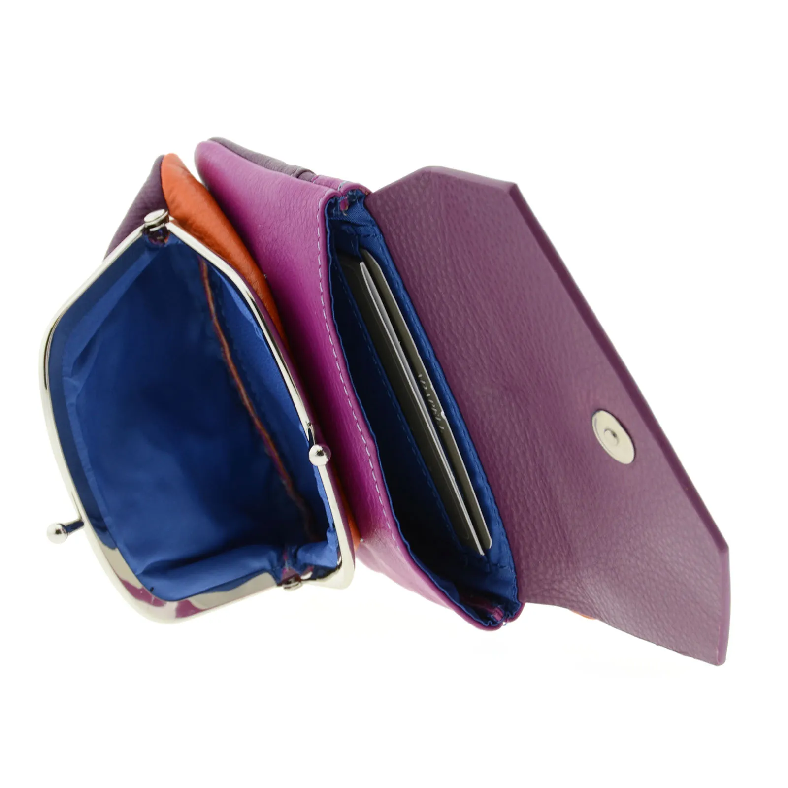 8074-18-C5 Monedero tarjetero en piel multicolor con solapa