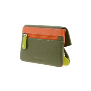 Monedero tarjetero en piel multicolor con solapa