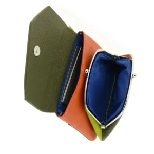 Monedero tarjetero en piel multicolor con solapa