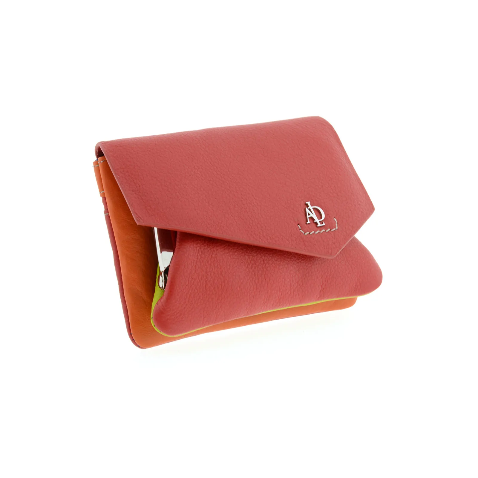 8074-3-C2 Monedero tarjetero en piel multicolor con solapa