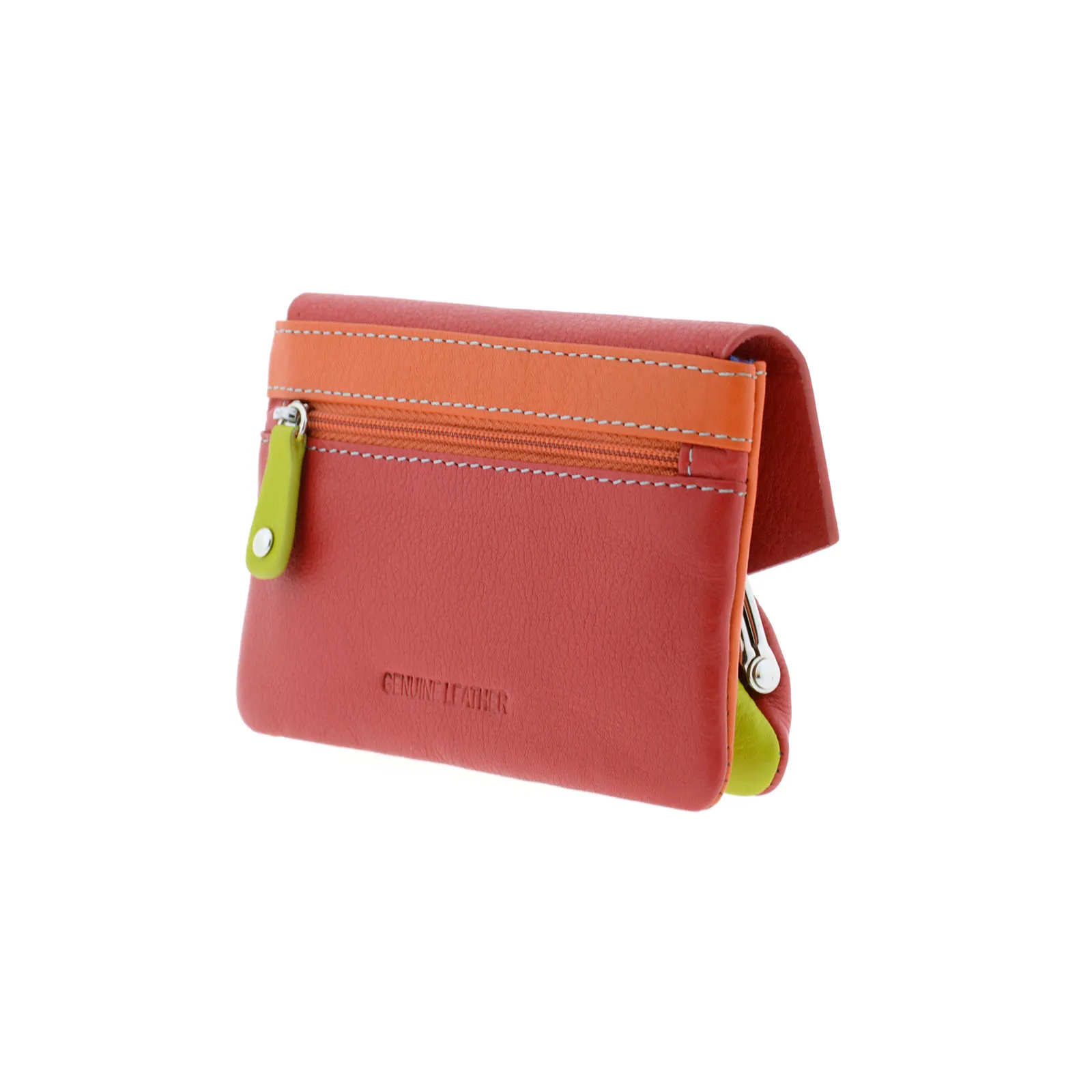 8074-3-C4 Monedero tarjetero en piel multicolor con solapa