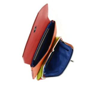 Monedero tarjetero en piel multicolor con solapa