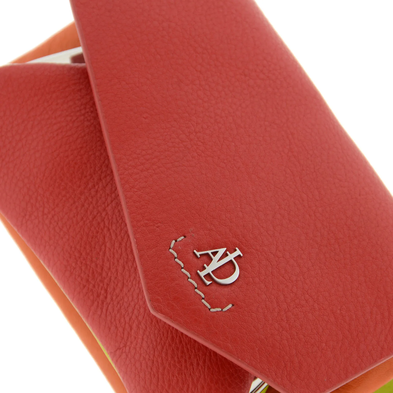 8074-3-C7 Monedero tarjetero en piel multicolor con solapa