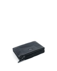 Monedero Privata urban en piel doble cremallera negro