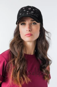 Probados_43471-031 Gorra negra Anekke con detalles metálicos