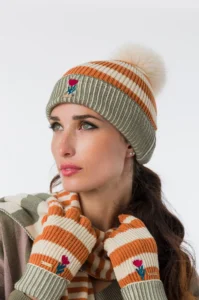 Probados_43471-321 Gorro de punto multicolor Anekke con flor