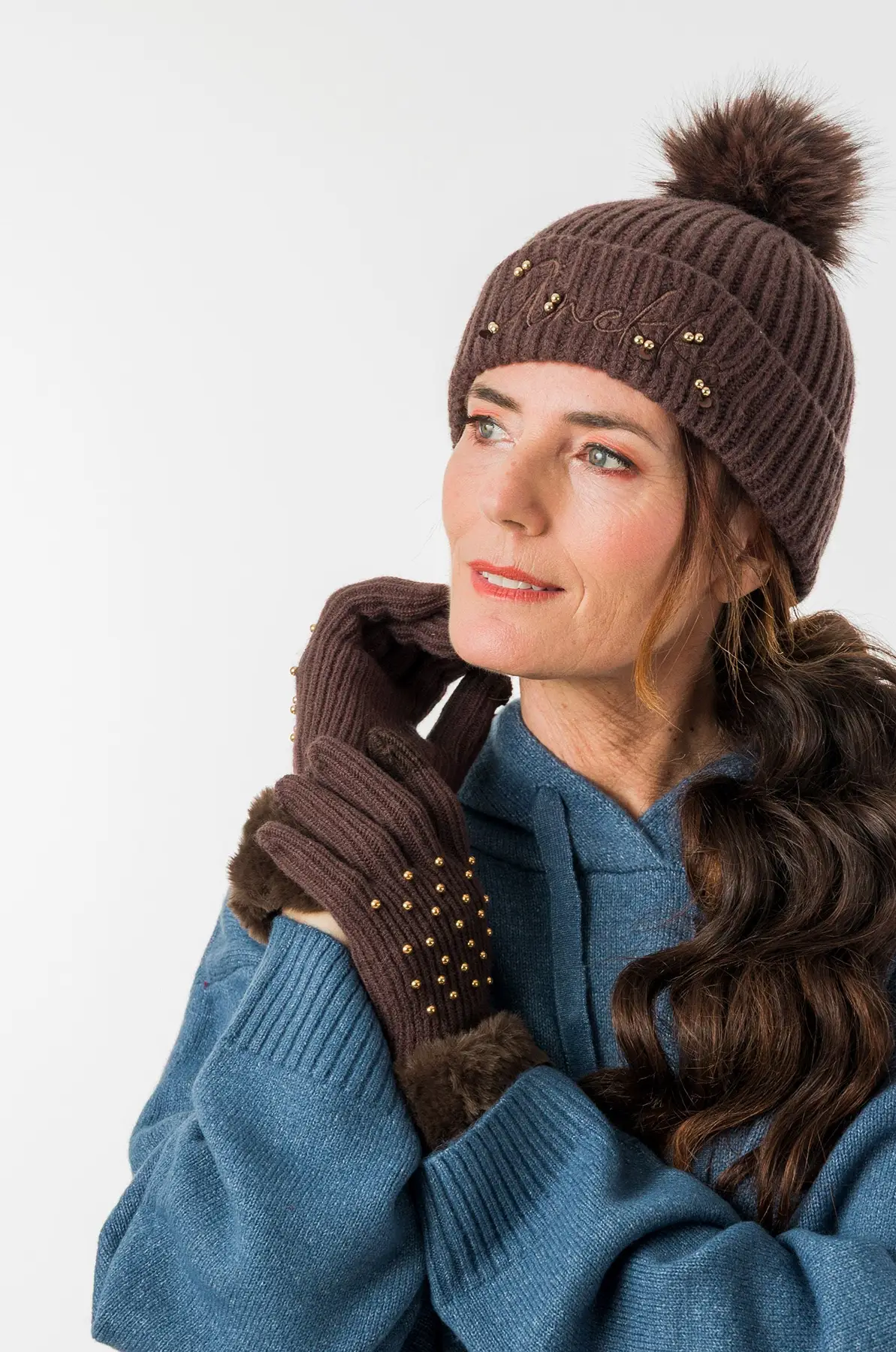 Guantes de punto marrón oscuro Anekke