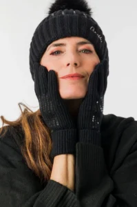 Guantes negros Anekke con detalles metálicos