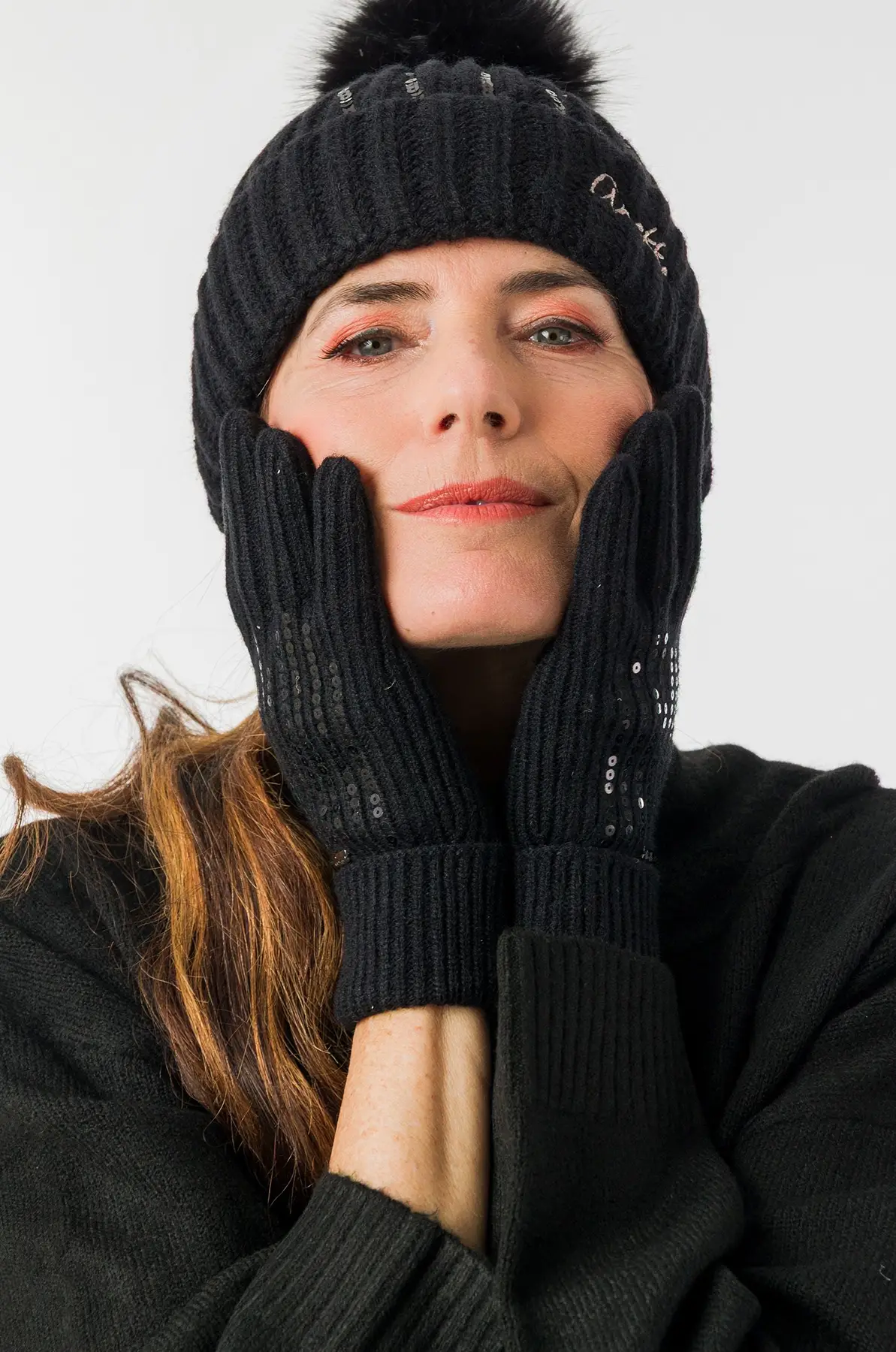 Guantes negros Anekke con detalles metálicos