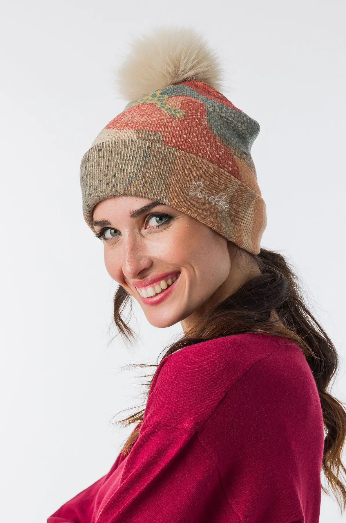 Probados_43481-341 Gorro de punto multicolor Anekke con pompón