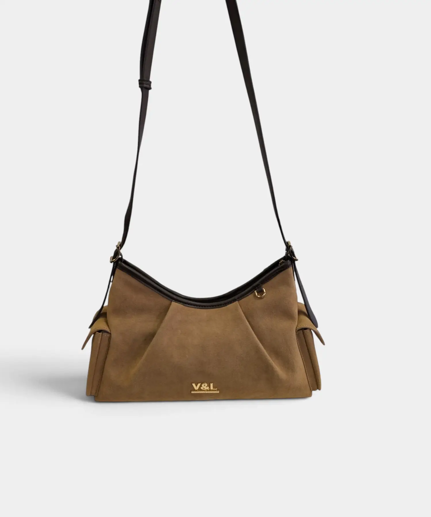 Bolso bandolera de antelina Nogal Victorio & Lucchino - Imagen 1