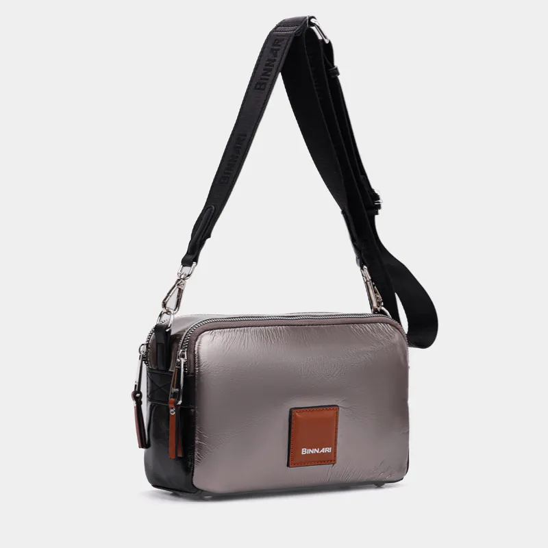 Bandolera con doble compartimento Acero