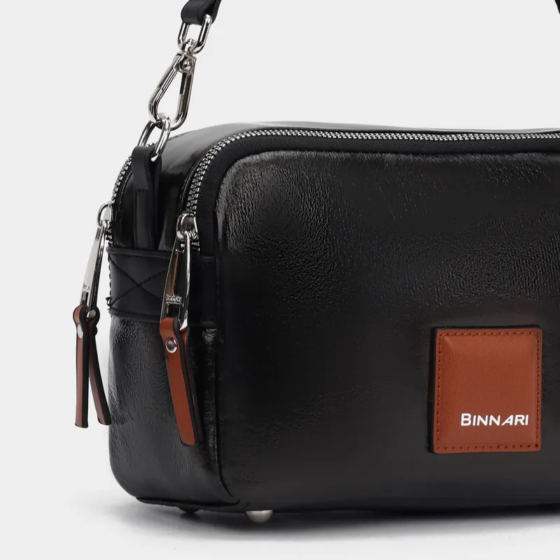 Bandolera con doble compartimento negro