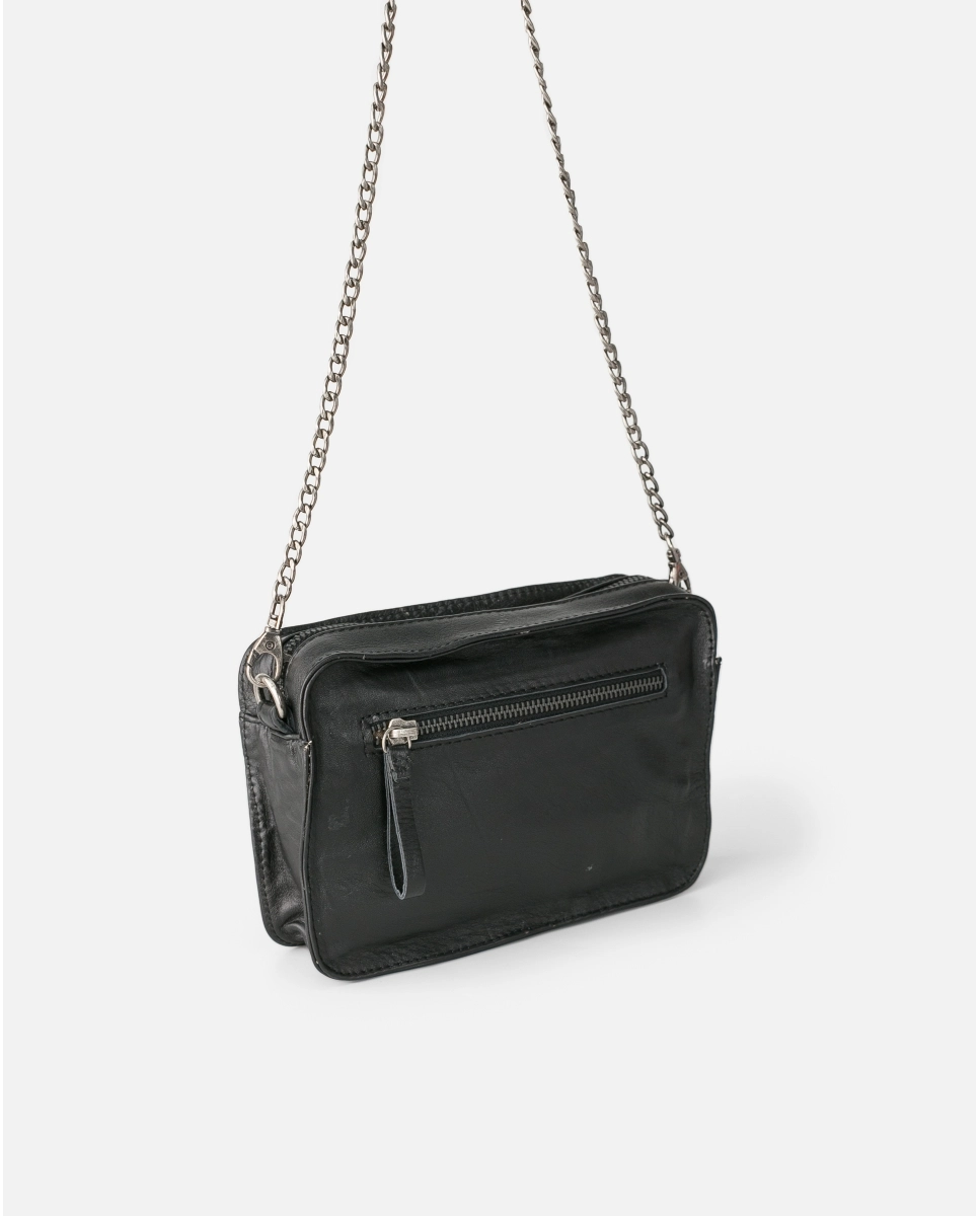 Bolso de hombro de piel Biba Logan aa negro lateral