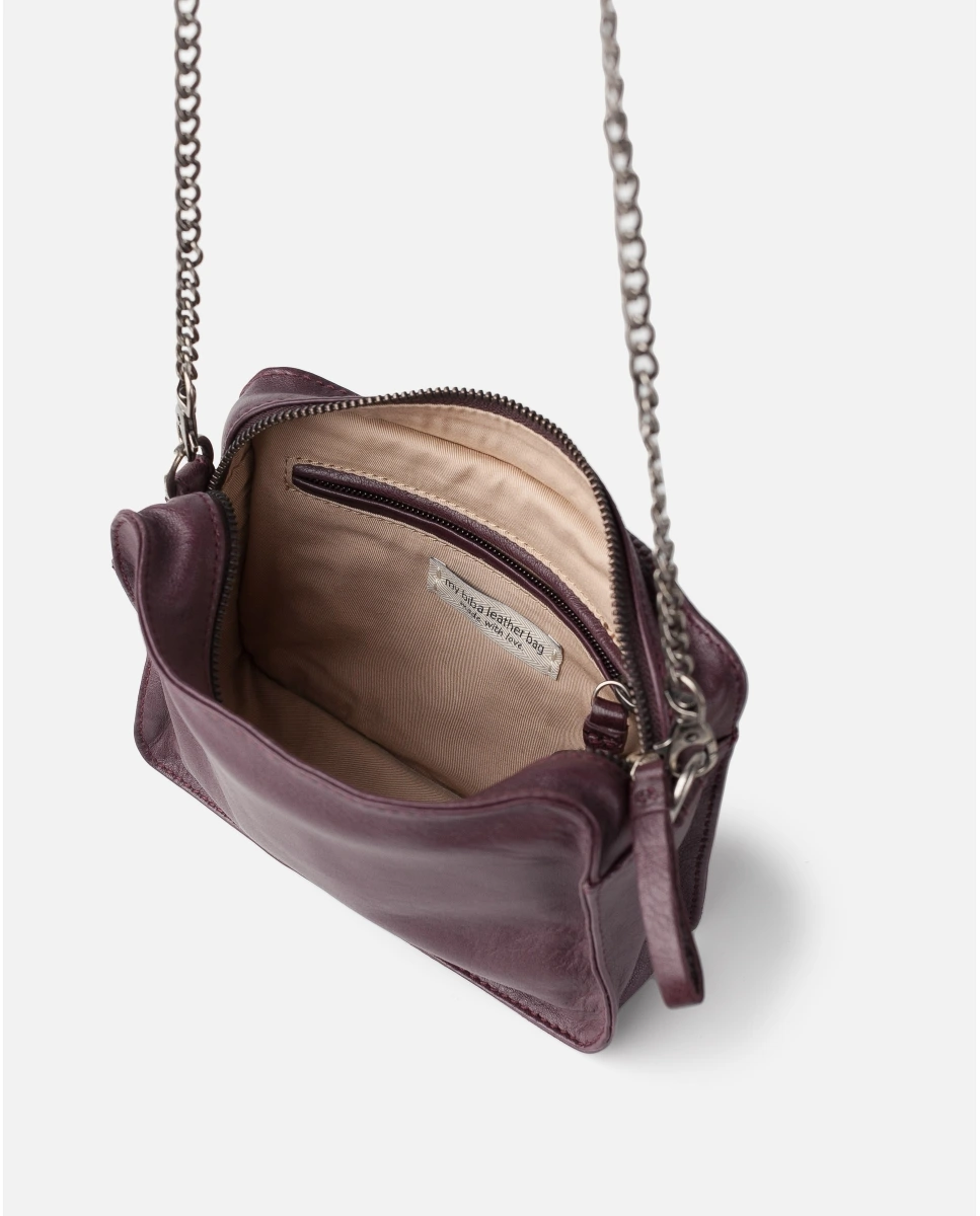 Bolso de hombro de piel Biba Logan aa púrpura interior