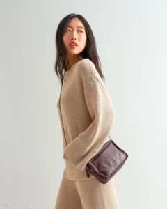 Bolso de hombro de piel Biba Logan aa púrpura modelo
