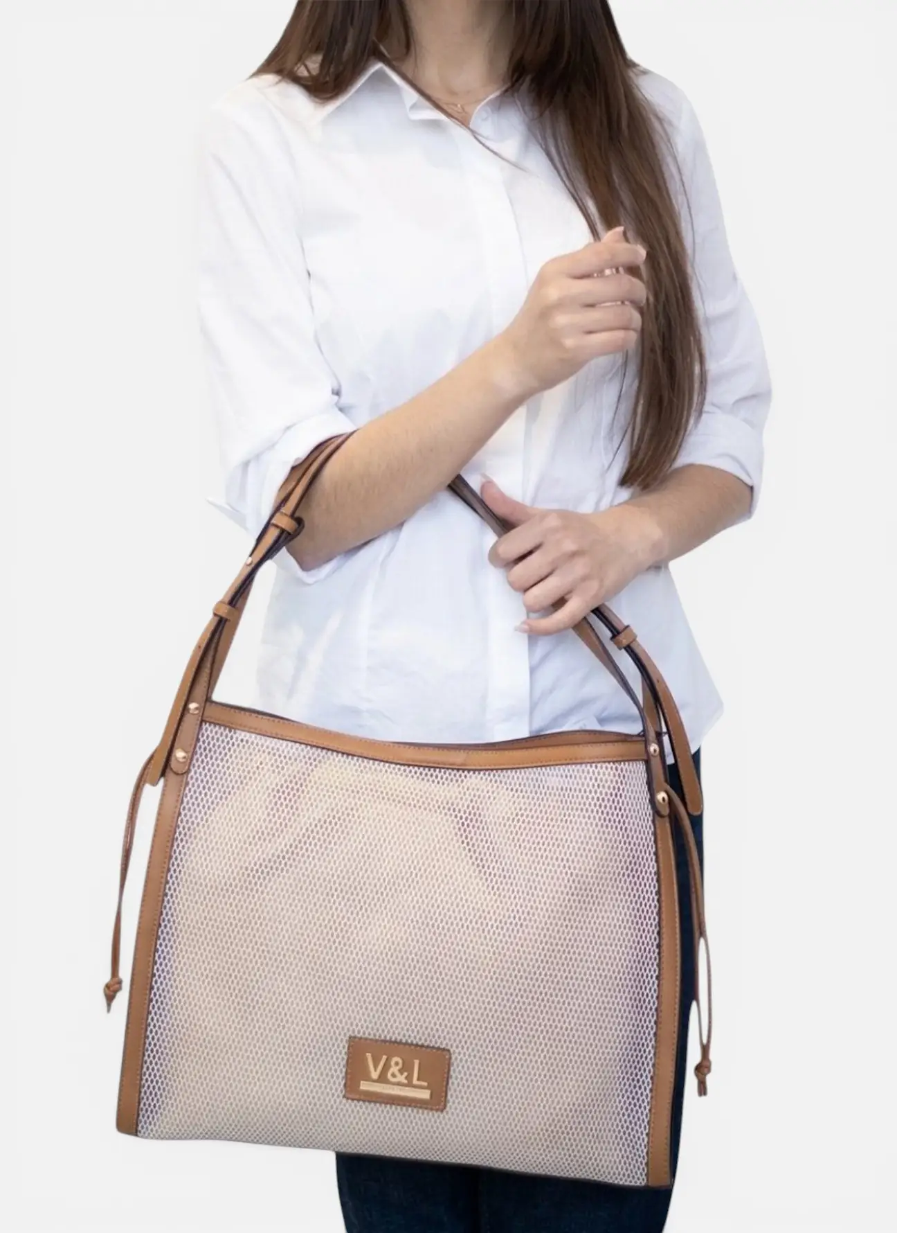 Bolso de hombro grande rejilla V&L Cairo